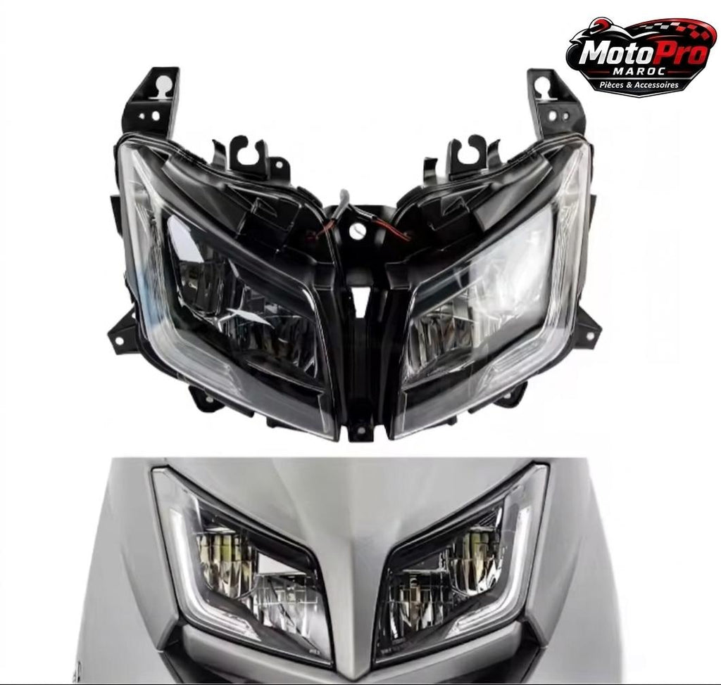 Yamaha T-Max 530 2015-2016 Front Headlight Assembly – Dual LED DRL Headlamp Unit with Crystal Clear Lens