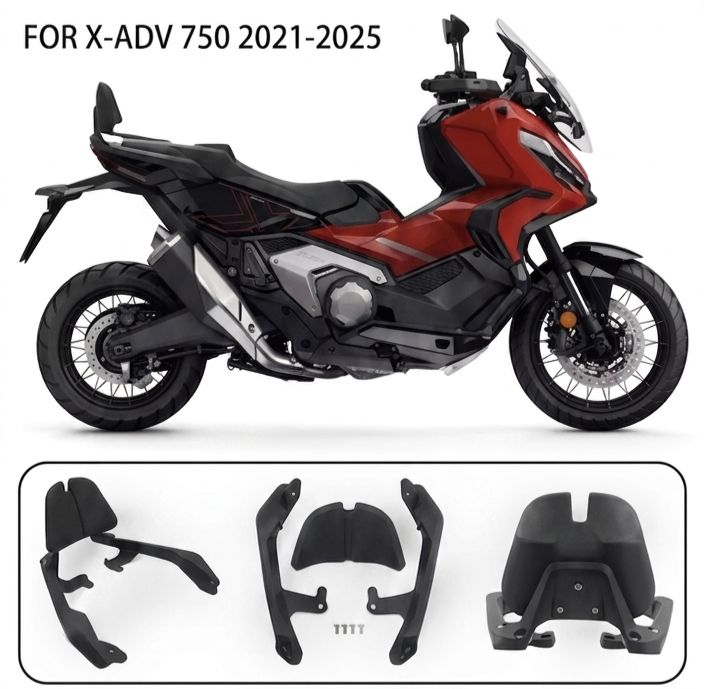 Honda X-ADV 750 (2021-2025) Rear Passenger Backrest – Premium Leather Split Padded Sissy Bar with Steel Mounting Frame